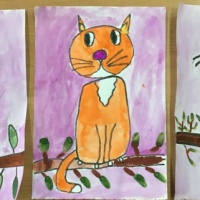 Фотоотчет о занятии по рисованию в подготовительной группе «Котик на ветке»