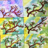 Детский мастер-класс по рисованию «Ветка яблони»