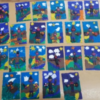 Половина листа картона формата А пластилин стеки тряпочки дощечки для лепки