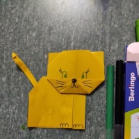 Конспект занятия по конструированию из бумаги в технике оригами «Котёнок»