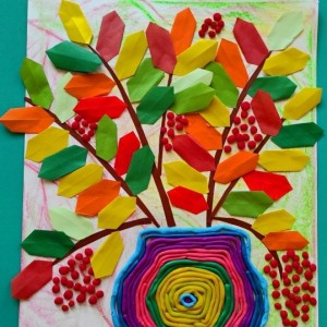 Мастер-класс для детей по объёмной аппликации с использованием элементов оригами и лепки «Рябина в вазе»