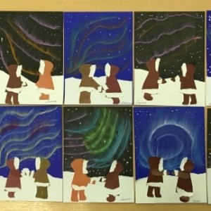Аппликация из бумаги с элементами рисования пастелью «Северное сияние» с детьми средней группы