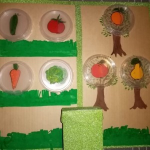 Дидактическая игра «Что на грядке растёт, что на дереве растёт» для детей раннего возраста