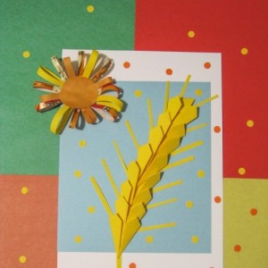 Мастер-класс открытки «Золотой колосок» в технике аппликация с элементами оригами