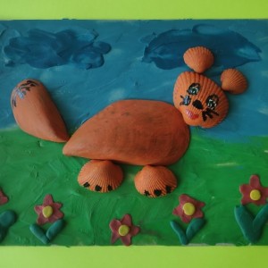 Детский мастер-класс по изготовлению поделки из ракушек и пластилина «Кот Рыжик»