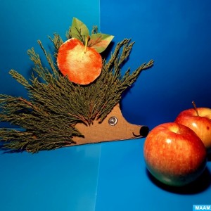 Мастер-класс по созданию поделки из картона и природного материала «Ёжик яблоко нашёл» ко Дню яблок на МAAM
