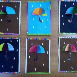 Детский мастер-класс по аппликации из бумаги и ватных палочек «Дождик кап-кап-кап»
