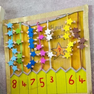 Дидактическая игра по математике с прищепками «Сортер «Сколько звезд»