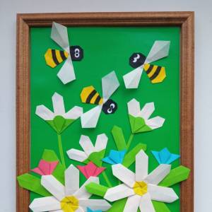 Мастер-класс по аппликации в технике оригами «Пчелки на полянке»