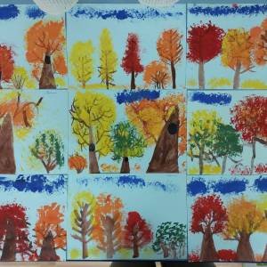 Конспект занятия по рисованию мятой бумагой «Деревья осенью»