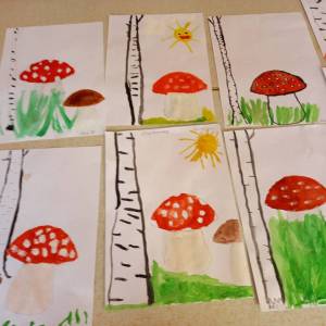 Фотоотчет «Как мы рисовали веселого мухомора» с детьми подготовительной группы