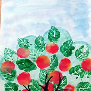 Мастер-класс «Рисуем яблоньку печатками»