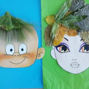 Детский мастер-класс по аппликации из осенних листьев «Причёска для девочки и мальчика»