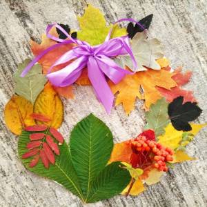 Мастер-класс по аппликации «Осенний венок» из натуральных листьев и ягод рябины для старших дошкольников