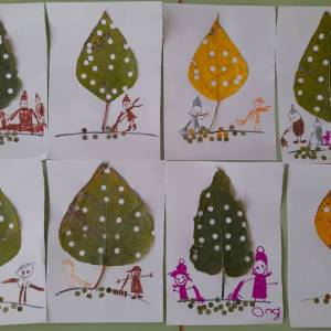 «Осенние забавы». Аппликация с использованием «дырокола»