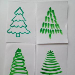 Фотоотчет. Варианты рисования елочек