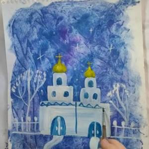 Мастер-класс по рисованию «Зимняя церковь»
