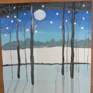 Мастер-класс «Поэтапное рисование гуашью пейзажа «Зимняя ночь»