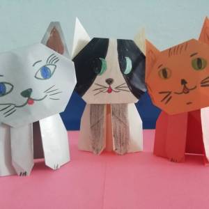 Мастер-класс по изготовлению поделки в технике оригами «Кошечки» из бумаги ко Дню кошки на МAAM