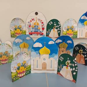 Мастер-класс поделки «Пасхальная открытка 3D» с использованием картинок-шаблонов