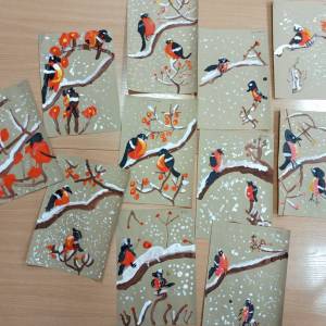 «Снегири». Занятие по рисованию в подготовительной группе