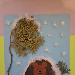 Мастер-класс по аппликации «Мишка в берлоге» с использованием ваты и туи ко Дню медведя