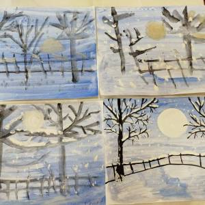 Конспект занятия по рисованию пейзажа «Зимний лес» с детьми с ОВЗ